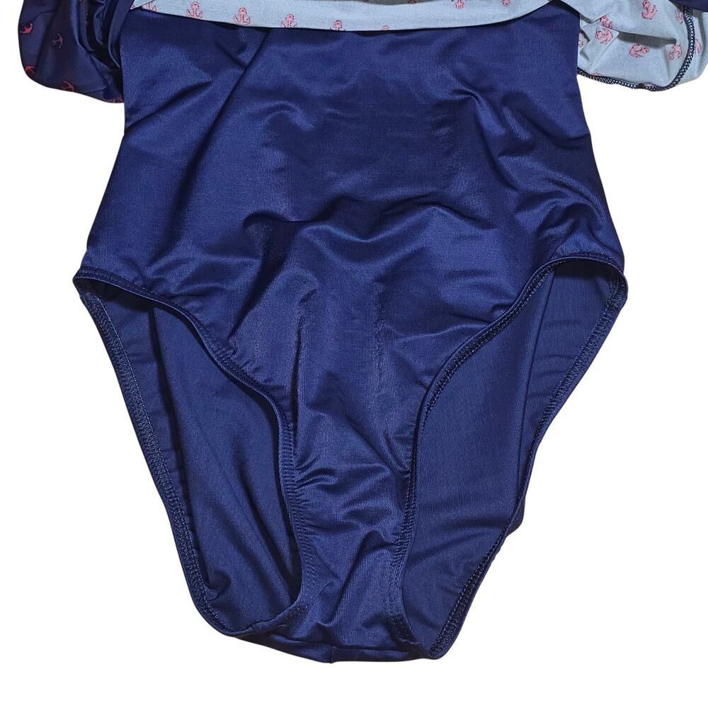 Miraclesuit Breezy Blouson One Piece Swimsuit Blue/Red Anchors Nautical Size 12 - Picture 5 of 8